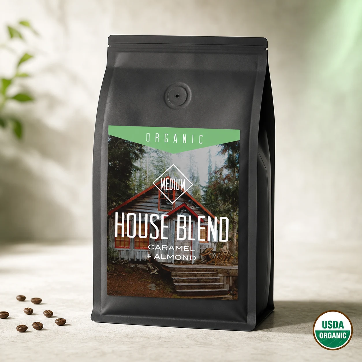 Centri Coffee Organic House Blend coffee bag, front of package