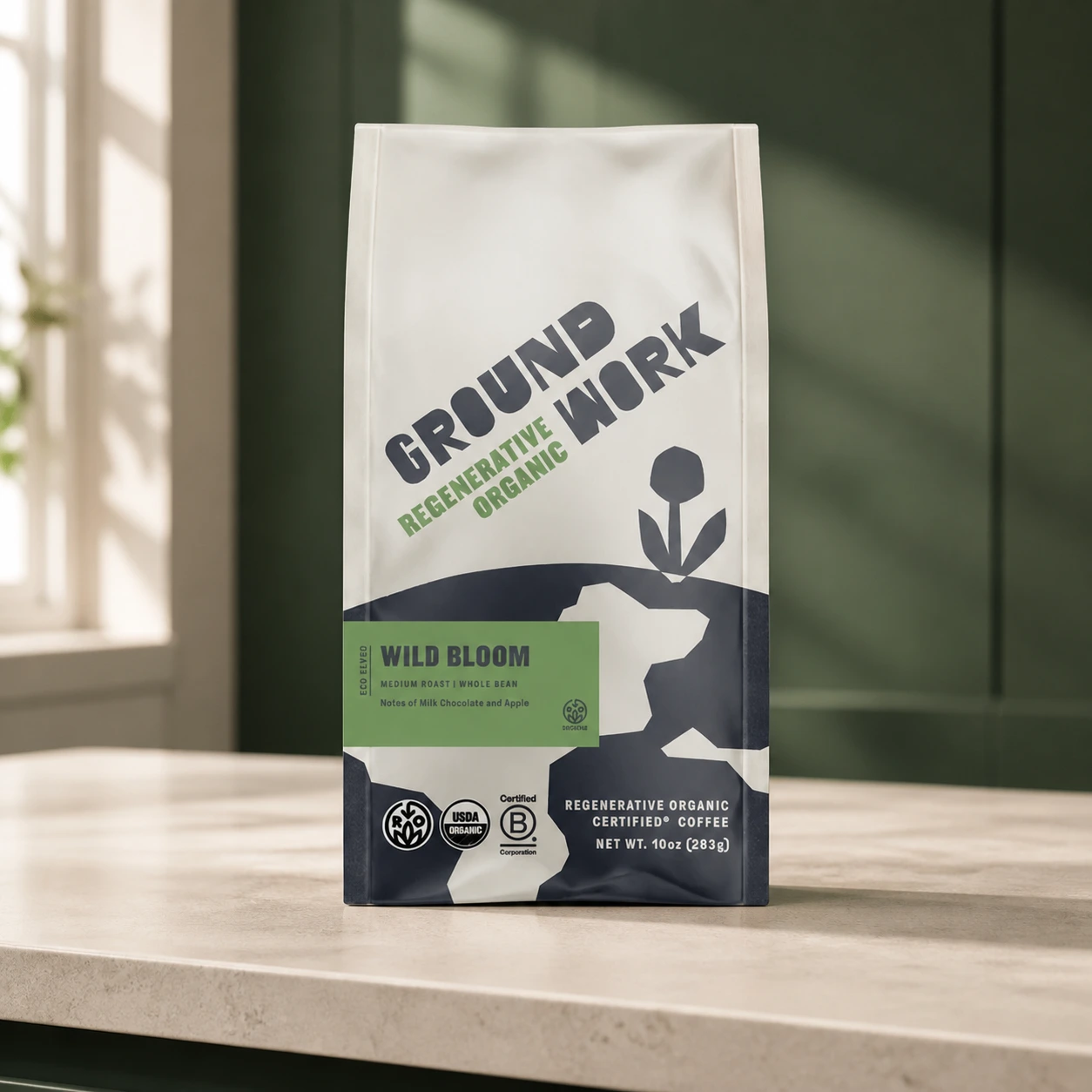 Groundwork Coffee Wild Bloom medium roast coffee bag, front of package